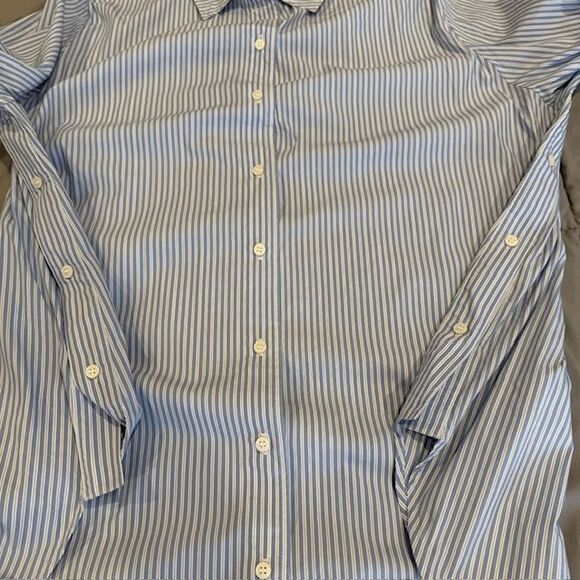 COS Oversized Striped Shirt Button Front and Sides Collar Blue Women's Size 12 - Picture 8 of 12